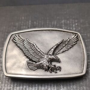 Western Style Metal Rectangular Men's Belt Buckle Features A Raised Eagle Design